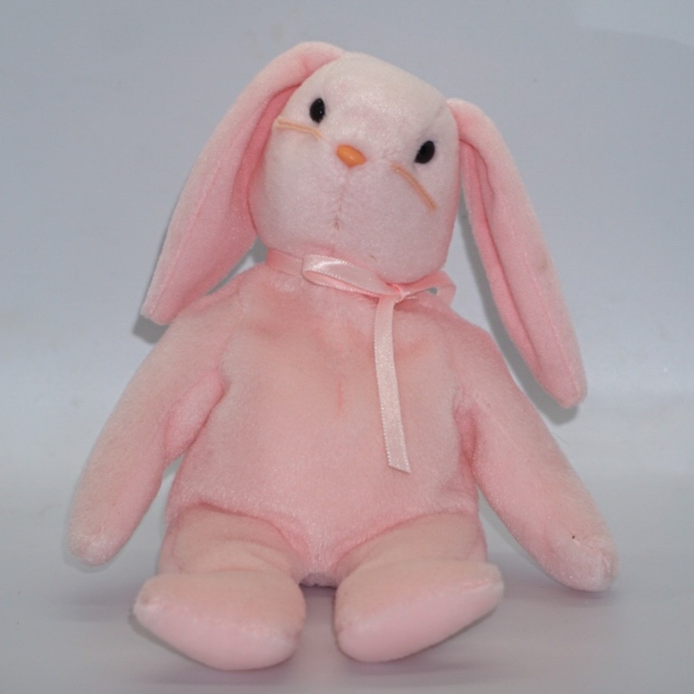 MISPRINT Ty Beanie Baby Hoppity Bunny Retired 1996 Pink Plush with Tag